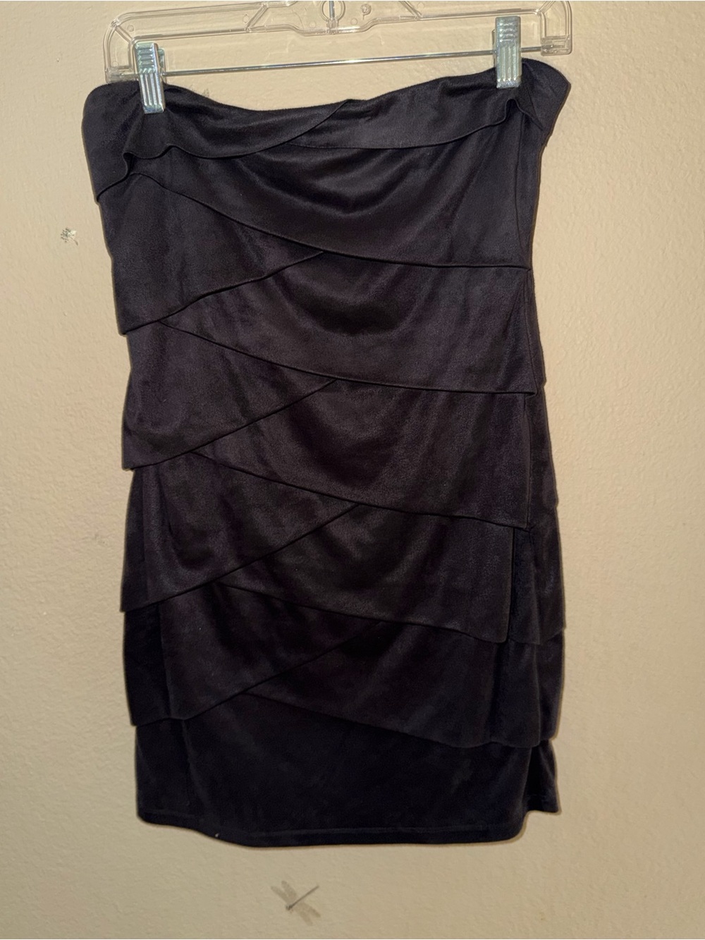grass collection Strapless Layered Ruffle Dress - Black